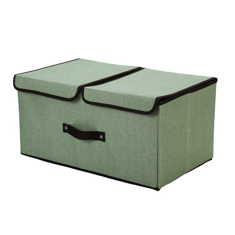 Storage Storage with Double Lids Foldable Linen Fabric Storage Boxes with Lids Collapsible Closet Organizer Containers with Cover for Home Bedroom