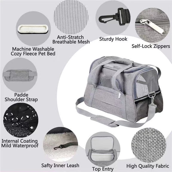 Storage bag,Cat And Breathable Car Carrier Portable Cat Carrier Portable Buzhi Lanru Grey