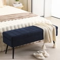 thumbnail image 1 of Storage bench end of bed ottoman, 43.3 inches entryway bench for living room Bedroom, linen navy blue, 1 of 6