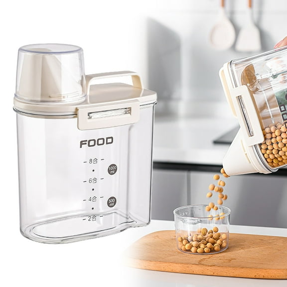 Storage container Kitchen Organizers Cereal Containers Storage Airtight Large Dry Food Storage Containers With Pouring Spout Measuring Cup For Flour And Grain Plastic Dispenser