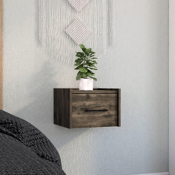 Storage drawer included / Wall-mounted end table / Saves space in bedrooms