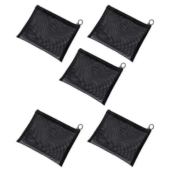 Storage for Makeup Zipper Mesh Bags Toiletry Pouch Keychain Pouch 5Pcs