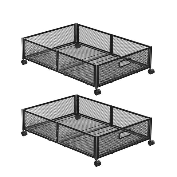 Storage rack,Under Bed With Wheels Metal Container With Bed Bin Clothes Box Metal Container Mewmewcat Huiop Dsfen Qisuo Black 2