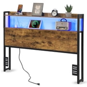 Storage with LED lights Full headboard, headboard with charging station