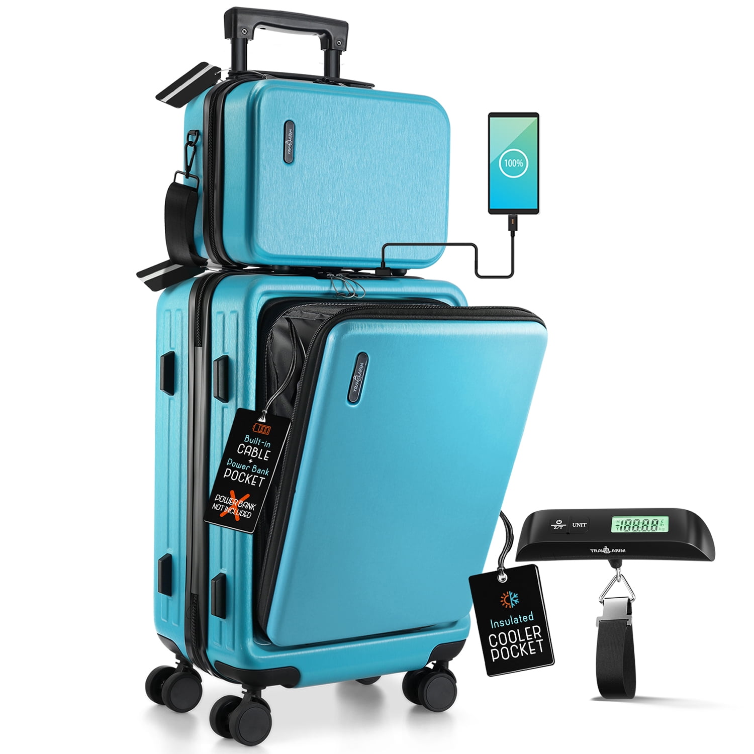 StorageBud 20in Hardside Expandable Spinner Luggage with Digital Scale ...