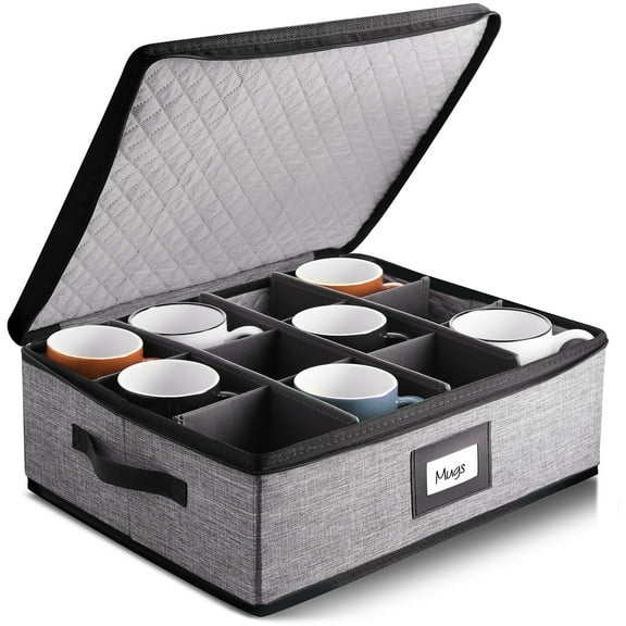 StorageBud China Cup Storage Set, Securely Padded Dinnerware Storage Containers Capacity Of 12