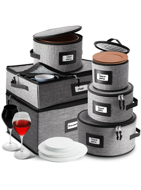 StorageBud Flatware Dinnerware Storage Container Set, Securely Padded