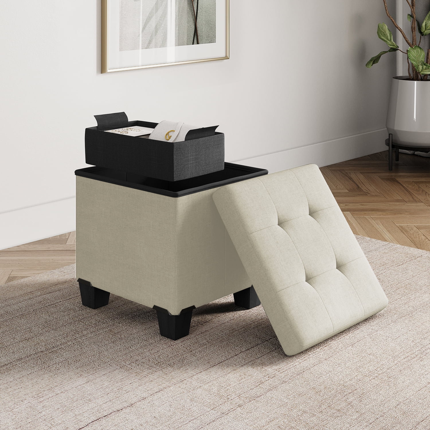 StorageBud Ottoman with storage bench, 15-inch Foot Stool Storage ...