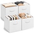 thumbnail image 1 of StorageWorks 13 Inch Cube Storage Bins, PU Leather & Hardboard, 3 Handles, Collapsible for playrooms, and bedrooms White, 4-Pack, 1 of 8