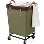 StorageWorks 160L Laundry Basket with Wheels, Large Rolling Hampers for Clothing Organizer, Dirty Clothes Basket for Hotel, Home, Closet, Dorm, Green