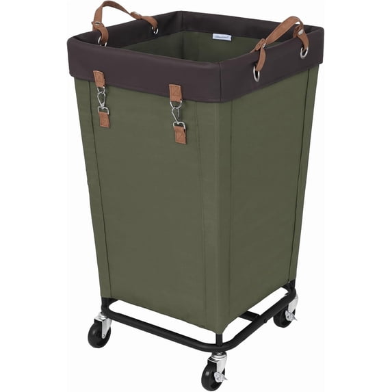 StorageWorks 160L Laundry Basket with Wheels, Large Rolling Hampers for Clothing Organizer, Dirty Clothes Basket for Hotel, Home, Closet, Dorm, Green