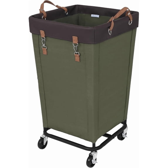 StorageWorks 160L Laundry Basket with Wheels, Large Rolling Hampers for Clothing Organizer, Dirty Clothes Basket for Hotel, Home, Closet, Dorm, Green