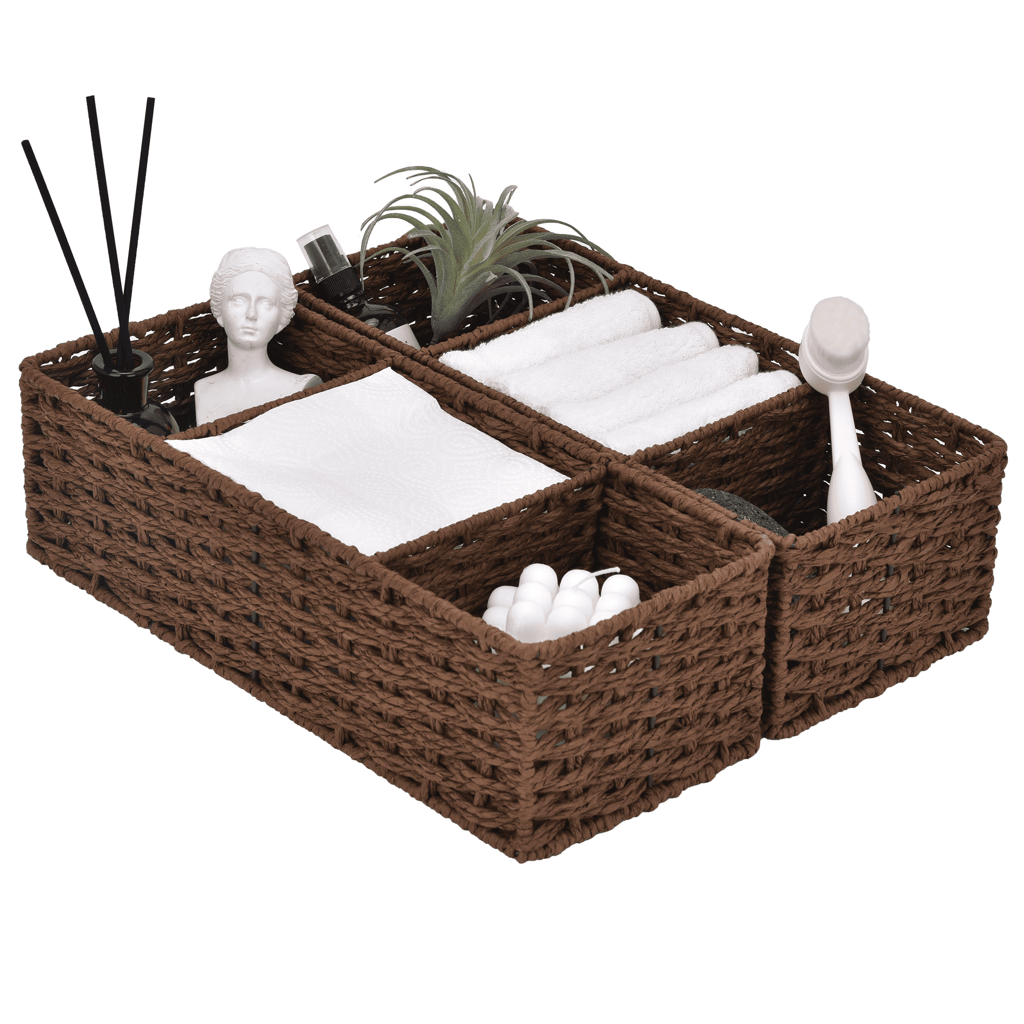 StorageWorks 2Pack Wicker Toilet Tank Topper Storage Basket, Toilet