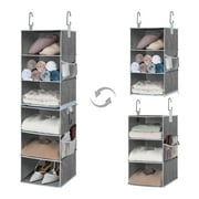 StorageWorks Fabric Hanging Closet Organizer, 6-Shelf Hanging Storage Organizer for Cabinet, Gray, 12"x12"x42"