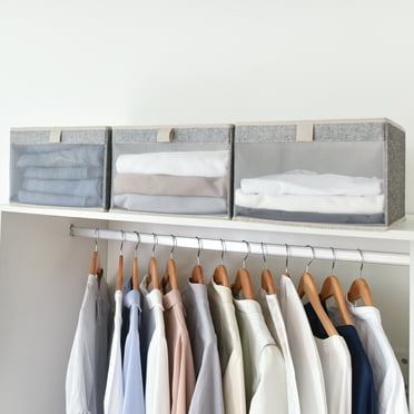 StorageWorks Fabric Storage Bins, Collapsible Storage Boxes for Closet, Decorative Bins Gray, 3-Pack