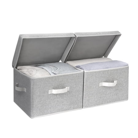 StorageWorks Fabric Storage Bins with Lids & Handles, Decorative Storage Boxes for Closet & Shelf, Large Storage Bins, 2-Pack, Gray, 14.7" x 9.8" x 10.2" price history and forecast - StorageWorks
