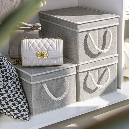 StorageWorks Fabric Storage Bins with Lids, Foldable Storage Boxes for Closet, Decorative Storage Bins Gray, 3-Pack price history and forecast - StorageWorks