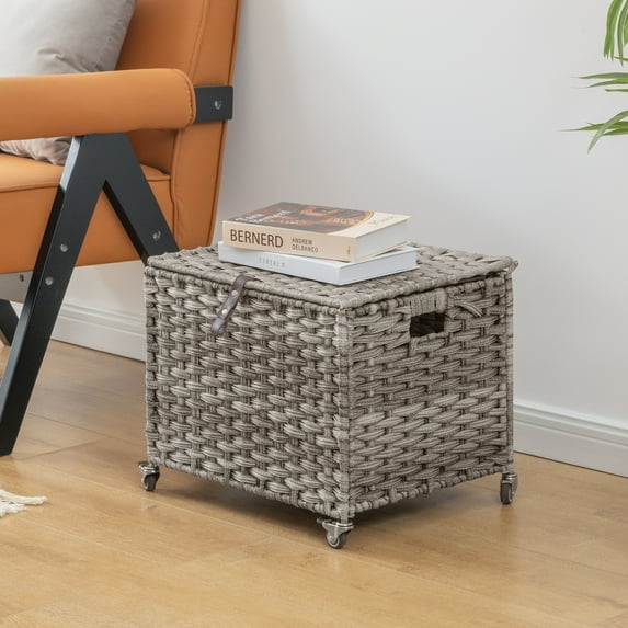 StorageWorks File Folder Organizer Box with Wheels, Printer Stand for Home Office, Gray