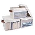 thumbnail image 1 of StorageWorks Foldable Fabric Storage Bins with Lids and Handles, White Storage Organizers for Closet&Shelf, Collapsible Storage Box with See-Through Window, 3-Pack, 13"x 12.2"x 8.4", 1 of 8