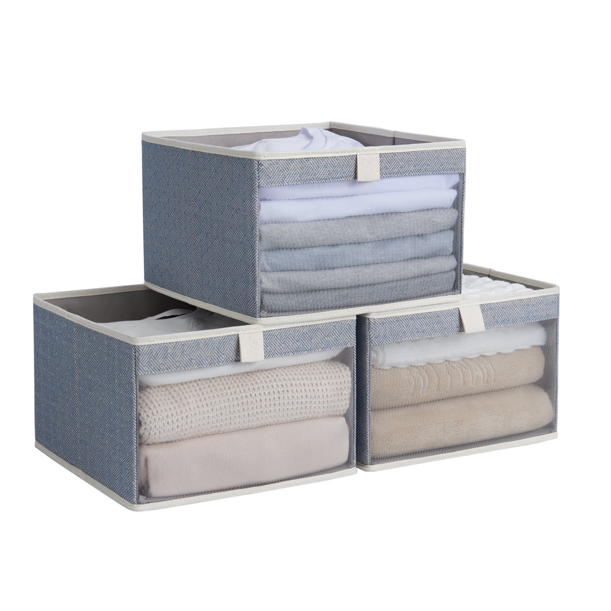 Baleine baleine storage bins with lids, foldable linen fabric storage boxes  with lids, collapsible closet organizer containers with c