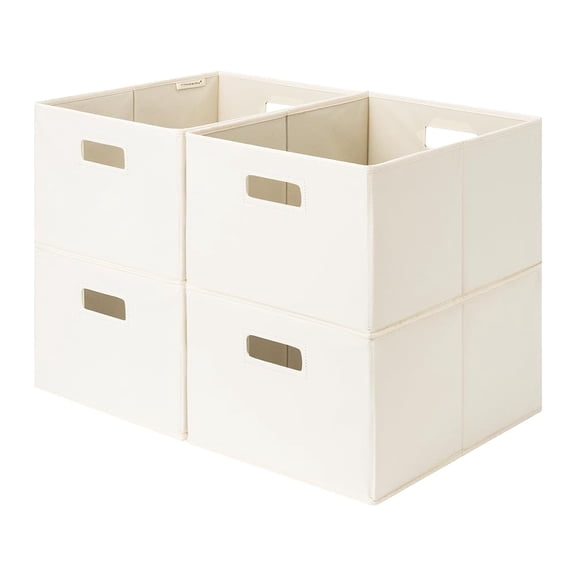 StorageWorks Large Fabric Storage Bins with Cutout Handles, Decorative Organizer Baskets for Closet & Home Shelves, 4 Pack