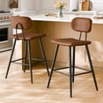 thumbnail image 1 of StorageWorks Leather Counter & Bar Stool with Large Seat and Back, Brown, Set of 2, 1 of 8