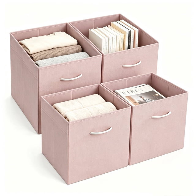 StorageWorks Soft Pink Cube Storage Bins with Handles, Collapsible ...