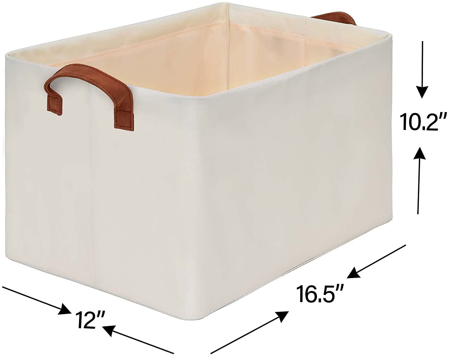 StorageWorks Storage Bins for Shelves with Metal Frame, Rectangle Storage Baskets, Large, Beige