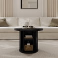 thumbnail image 1 of StorageWorks Tambour Door Round Coffee Table with Storage Shellf, Black, 17.7''H X 26.6''W, 1 of 9