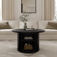 thumbnail image 1 of StorageWorks Tambour Door Round Coffee Table with Storage Shellf, Black, 19.7''H X 35.4''W, 1 of 10