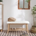 thumbnail image 1 of StorageWorks Tufted Fabric Bench, Entryway Bench with Shoe Storage Shelf, White, 1 of 9
