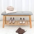 thumbnail image 1 of StorageWorks Upholstered Fabric Bench, Entryway Bench with Shoe Storage Shelf, Gray, 1 of 8