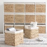 StorageWorks Water Hyacinth Storage Basket With Liner, Natural Wicker Woven Baskets, Handmade, 2-Pack, Large, 11.8x 11.8 x 11.8