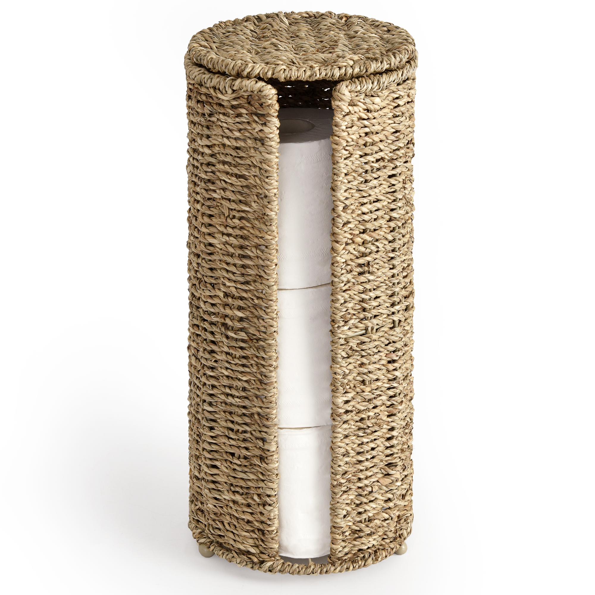 StorageWorks Wicker Toilet Paper Holders with Lid, Bathroom Roll Toilet