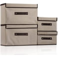 thumbnail image 1 of Storageboxes Set of 4 Foldable Storage Boxes with Lids, Collapsible Storage Bin with Handle, Storage Baskets Storage Containers Organizers for Toys, Clothes and Books (Khaki) Casewin, 1 of 9