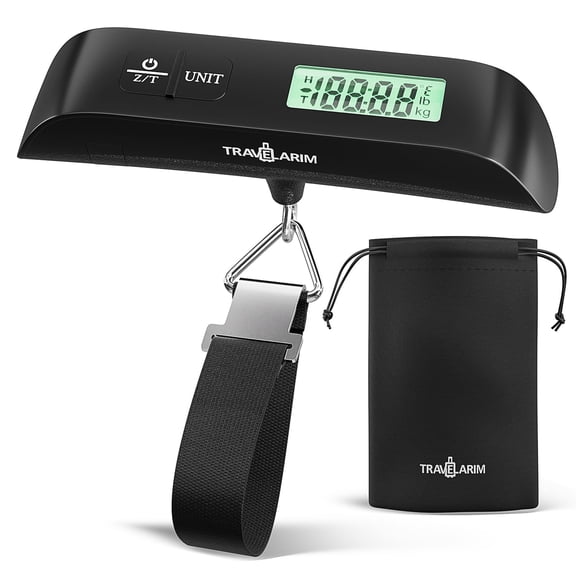 Storagebud Digital Luggage Scale for Suitcases, 110LB Portable Handheld Baggage Scale for Travel, Suitcase Scale with hook, Battery Included with Overweight Alert, White Backlight LCD Display