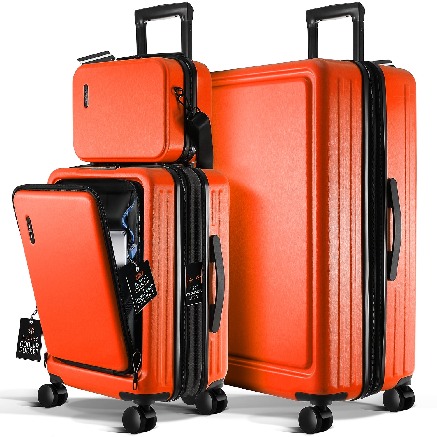 Storagebud Luggage Sets 2 Piece, 24 Inch Suitcase and 28 Inch Luggage with Spinner Wheels, Durable Hard Shell Suitcase Set, Expandable Travel Suitcases with Wheels, Orange