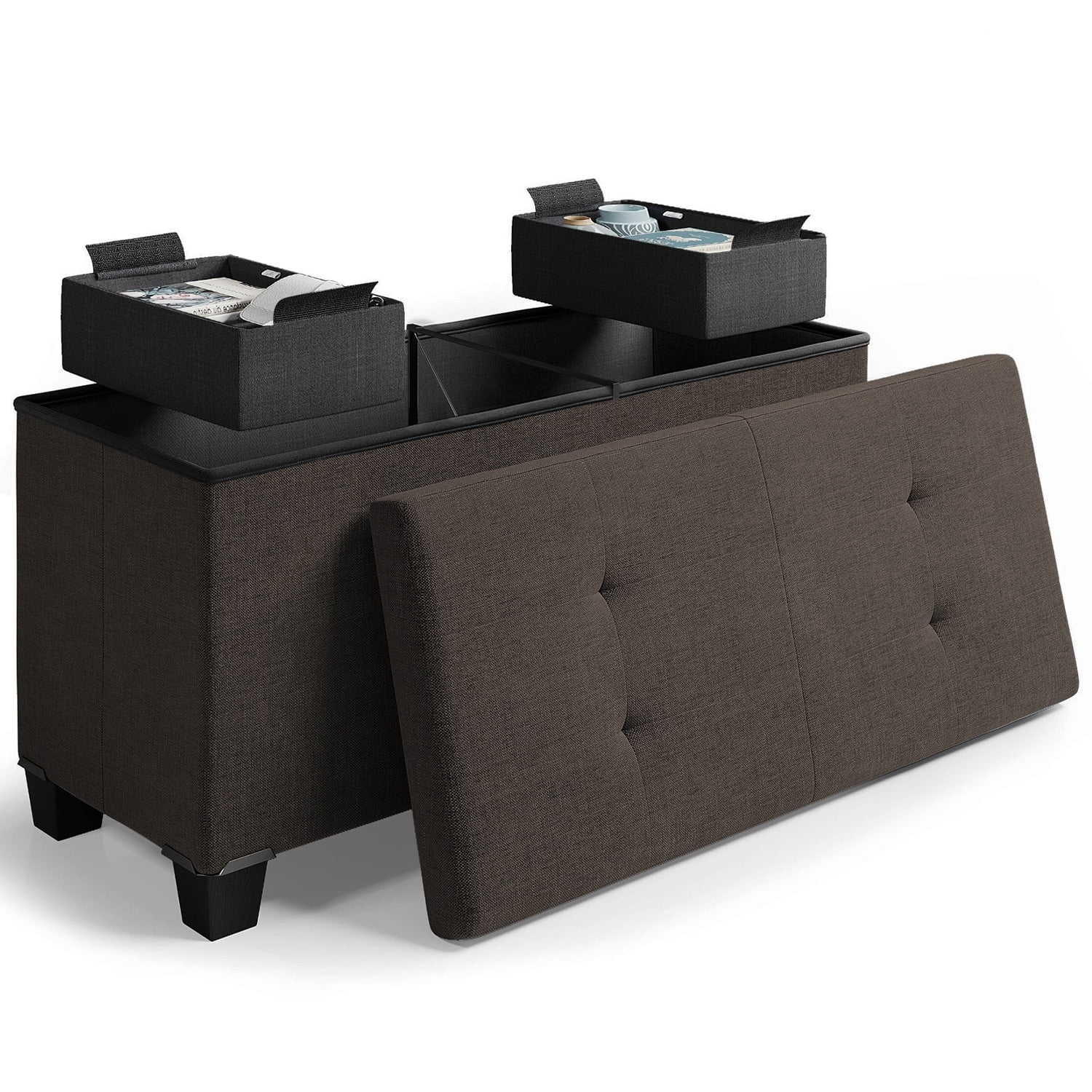 Storagebud Tuffted Folding Foot Rest Storage Ottoman Bench with Storage