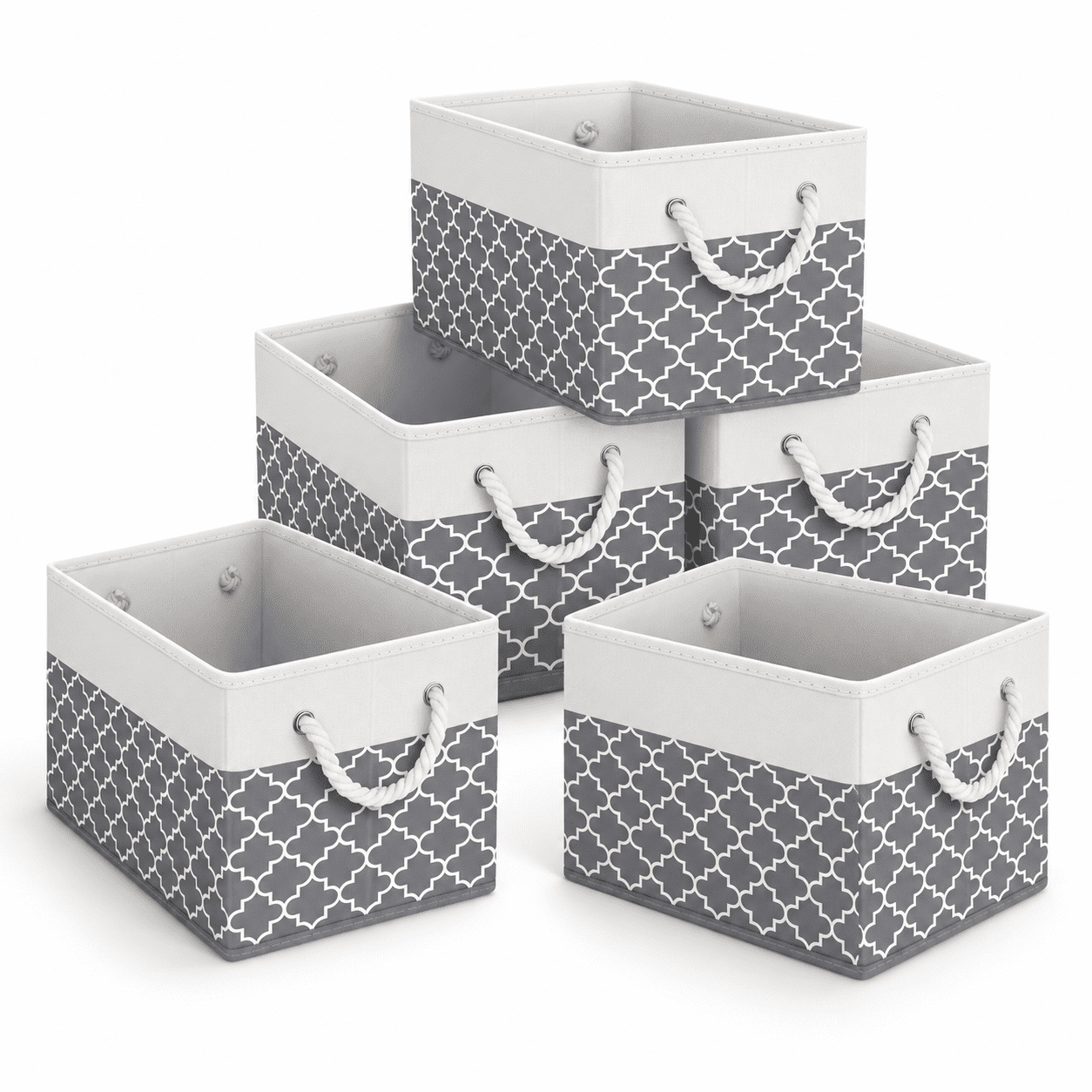 Bookbinding Rope Storb6-pack Foldable Baskets For Organizings Books Shelves Closet Large ...