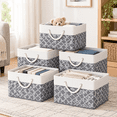 Bookbinding Rope Storb6-pack Foldable Baskets For Organizings Books Shelves Closet Large ...