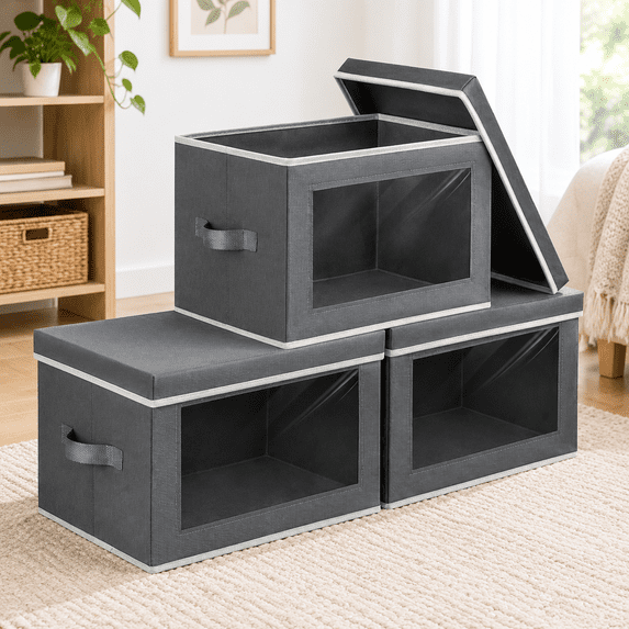 Storbwith Lids - Fabric Boxes Window Collapsible Closet Organizers ...