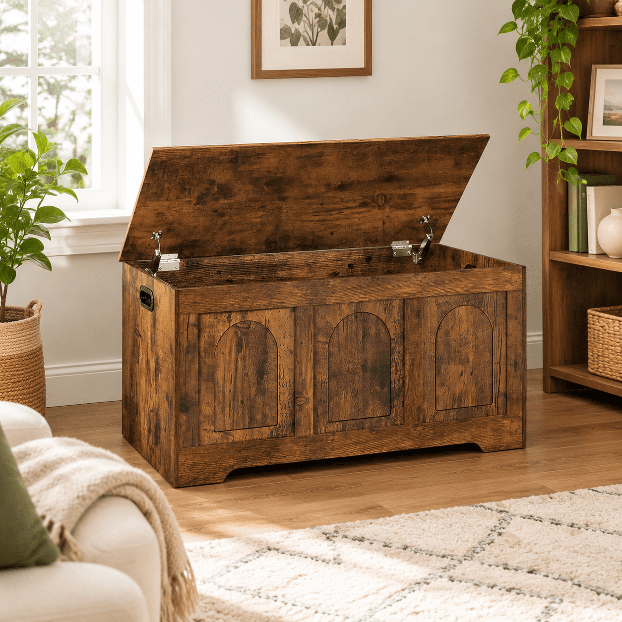 Timber Box Simple Storchest Wooden Box Rustic Brown 39.4