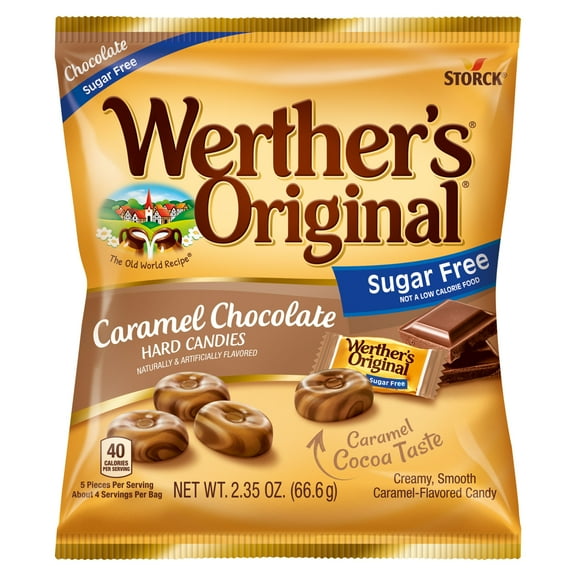 Storck Werther's Original Sugar-Free Caramel Chocolate Hard Candies, 2.35 oz.