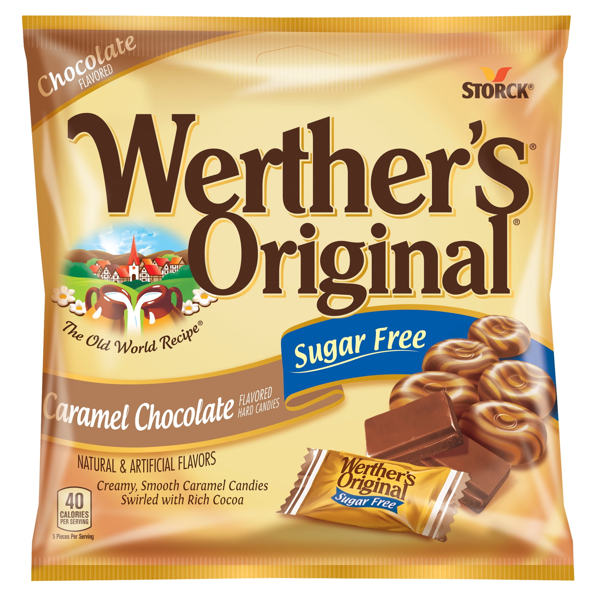 Storck Werther's Original Sugar-Free Caramel Chocolate Hard Candies, 2.35  oz. 