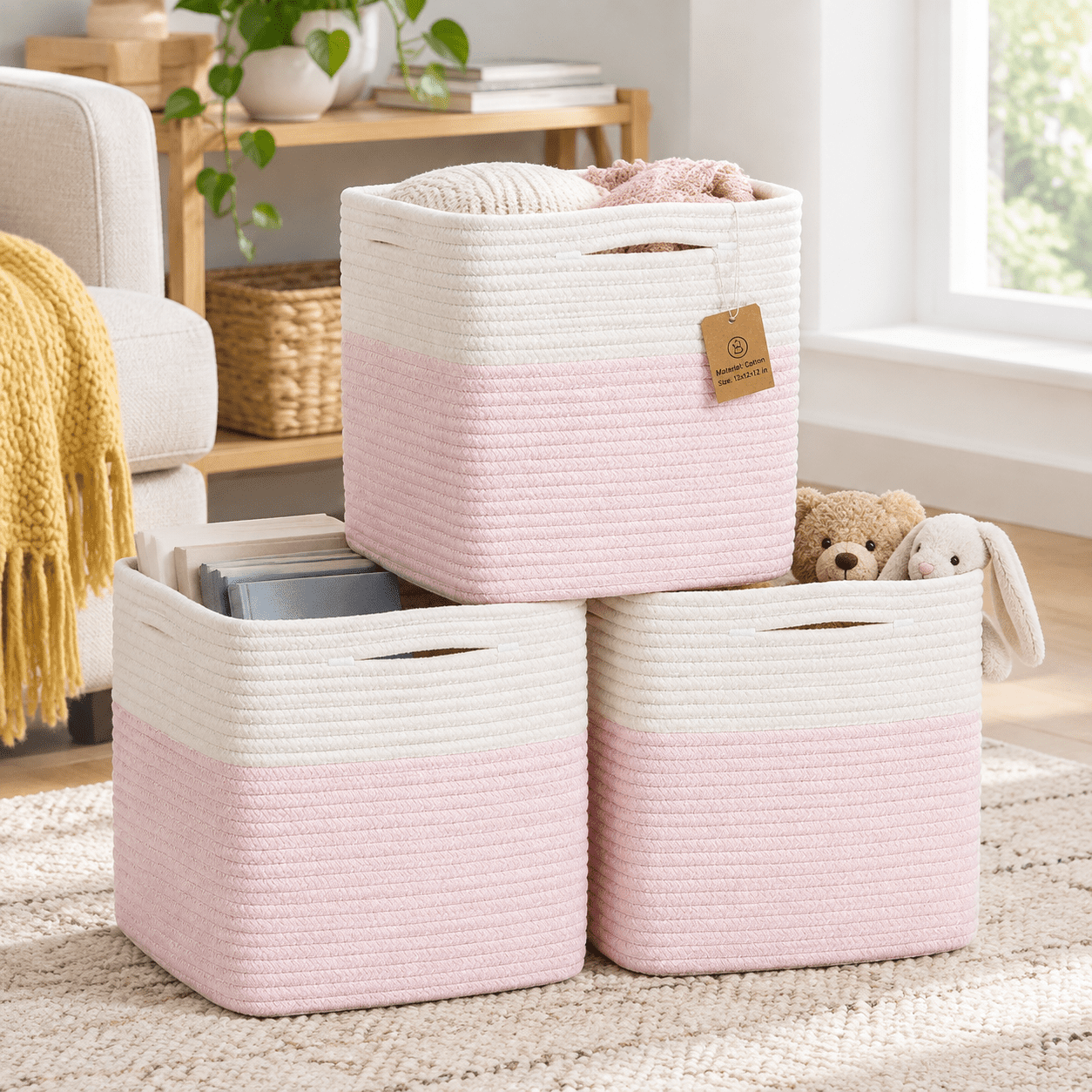 Storcubes 11 Inchton Rope Woven Baskets For Organizing 3-pack | Cube ...