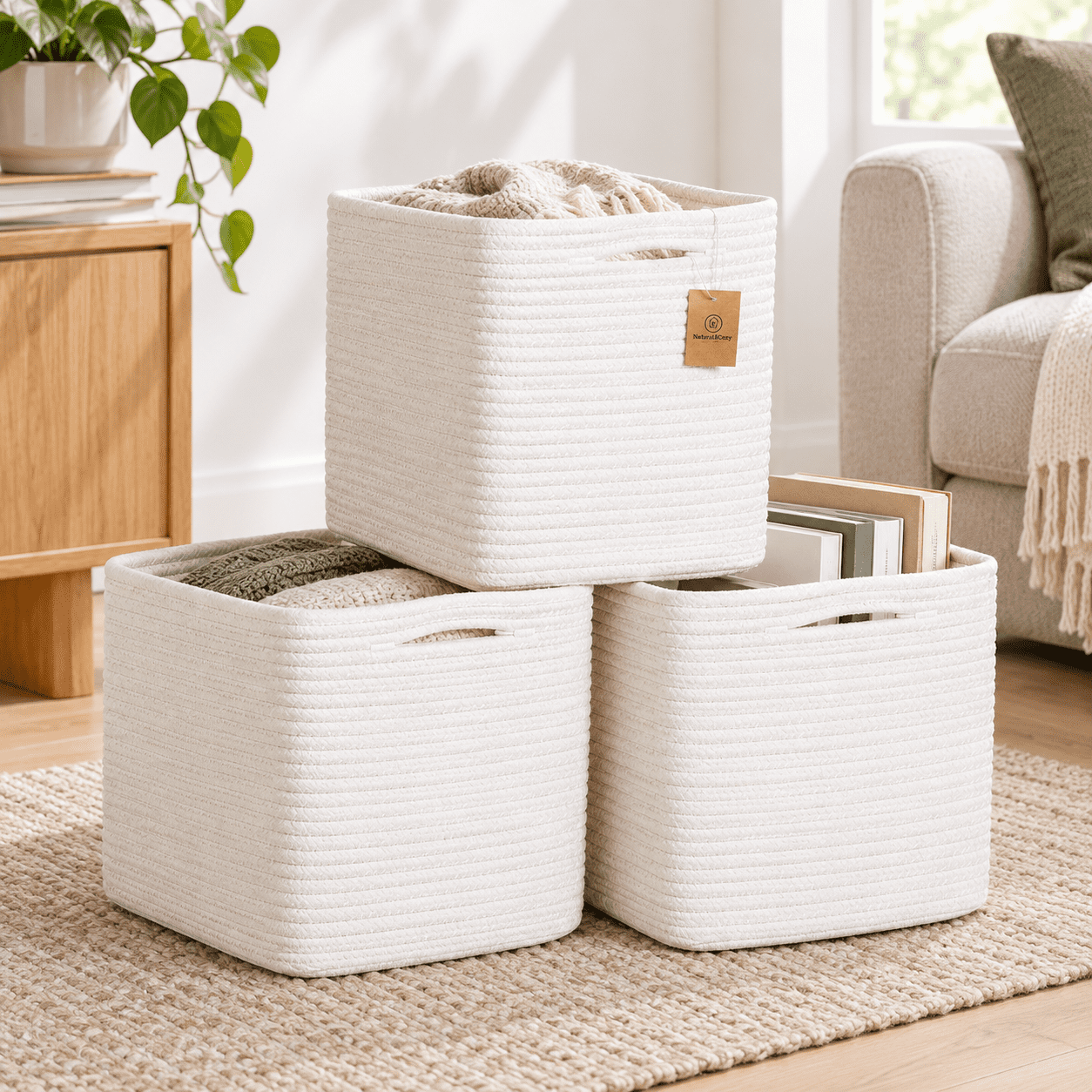 Storcubes 11 Inchton Rope Woven Baskets For Organizing 3-pack | Cube ...