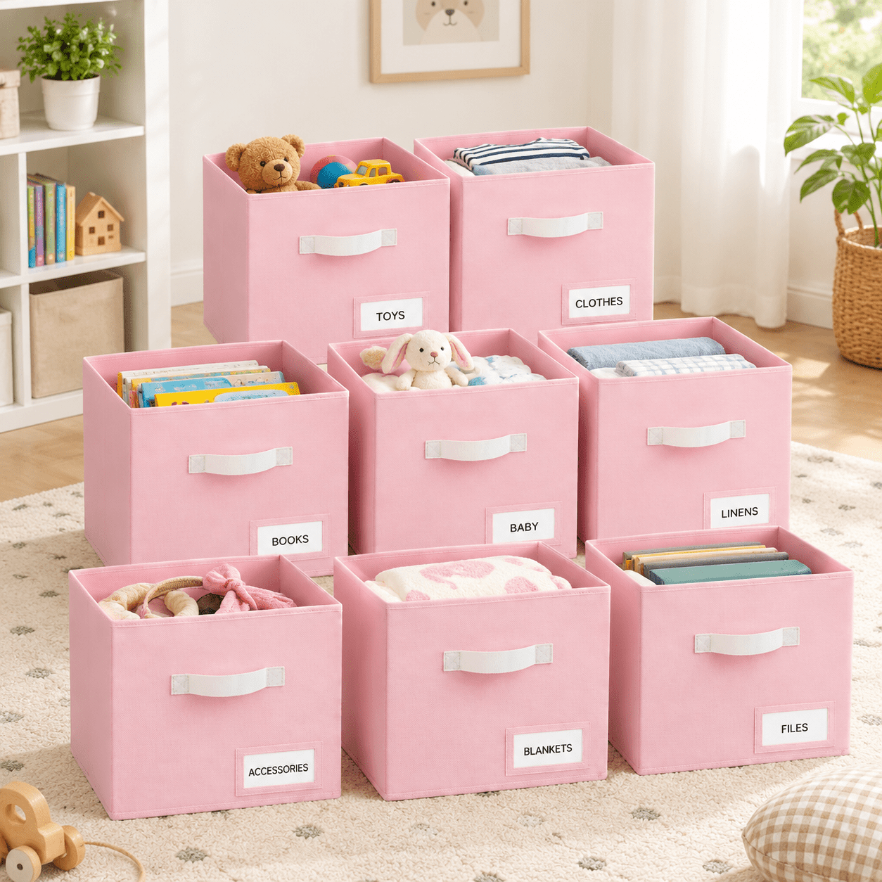 Storcubes 8 Pack 11 Inch Fabric Organizer Bwith Labels Odor-free ...