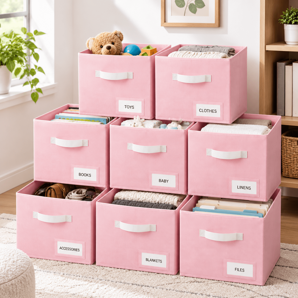 Storcubes 8 Pack 11 Inch Fabric Organizer Bwith Labels Odor-free ...