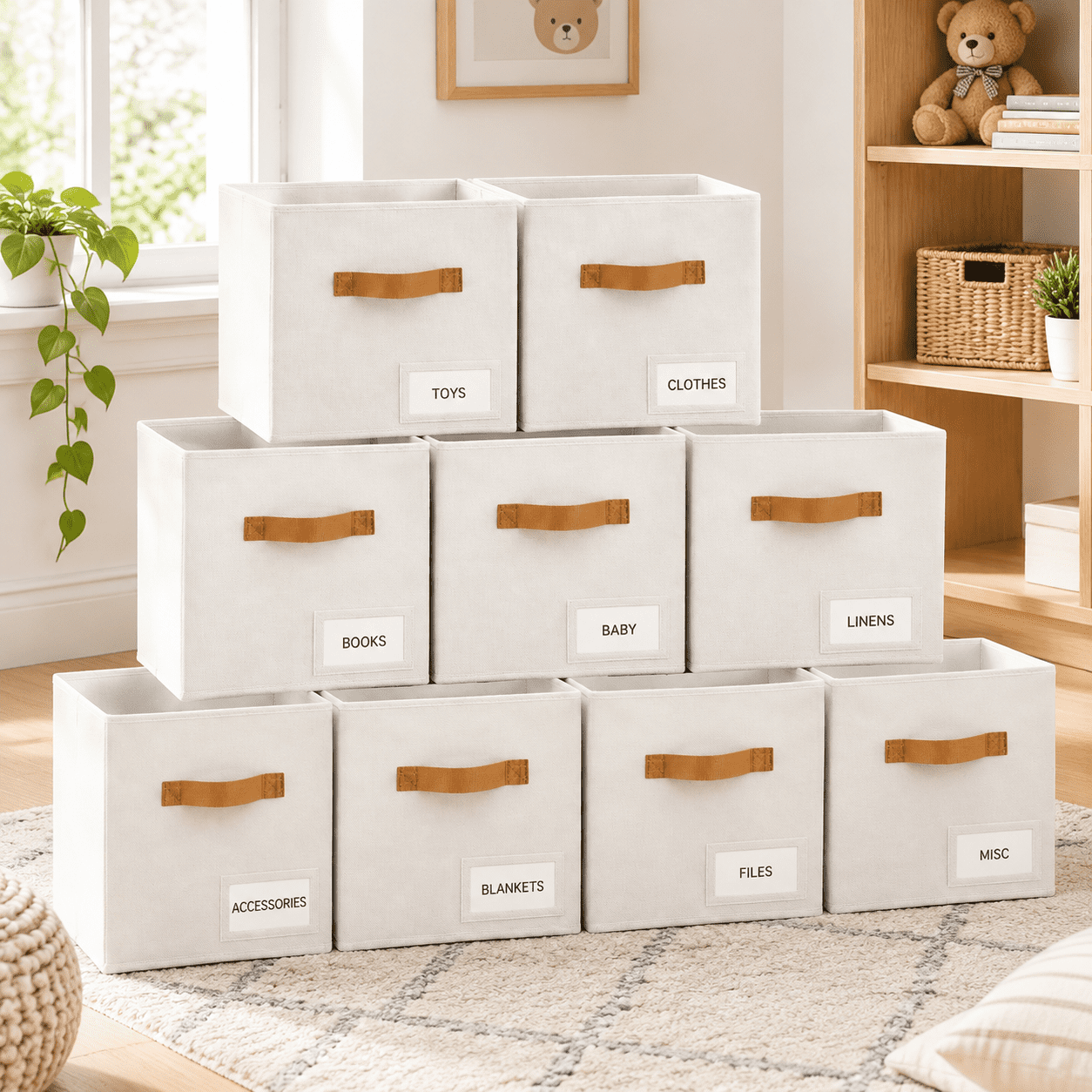 Storcubes 8 Pack 11 Inch Fabric Organizer Bwith Labels Odor-free ...