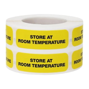 Store At Room Temperature Healthcare Yellow Labels | .5 x 1.5" Rectangle - 500 Pack